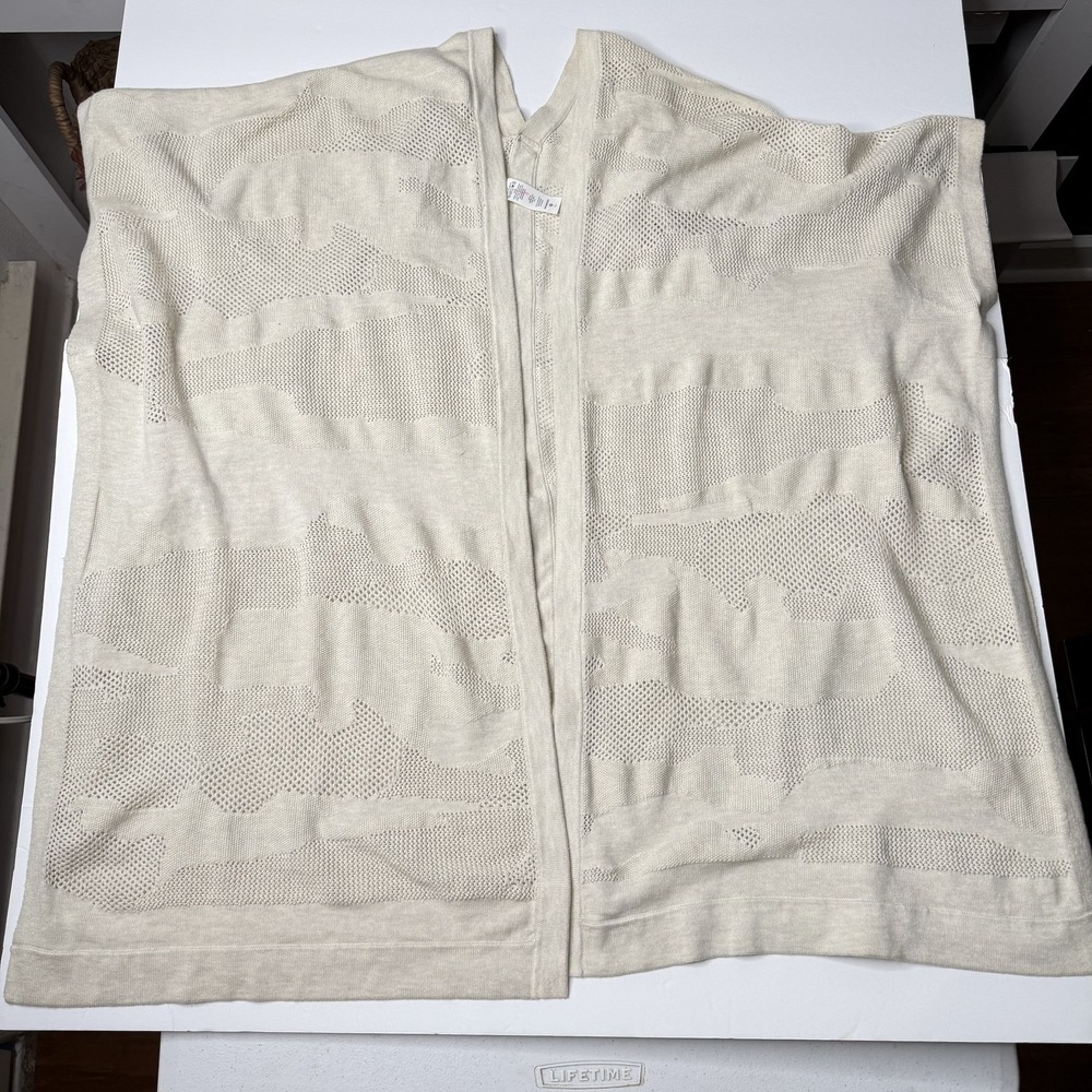 Lululemon Sweater Womens One Size Beige Open Knit Cardigan Lightweight OS Logo